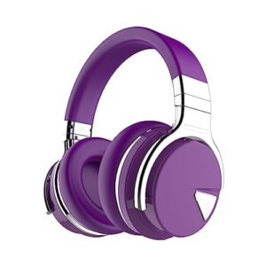 nalany active noise cancelling wireless bluetooth headphones deep bass stereo bluetooth headset with microphone for phone (color : purple)