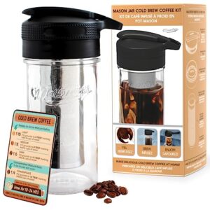 masontops cold brew makers kit - iced coffee cold brew coffee maker tea maker - easy mason jar pour spout & sip cap coffee accessories coffee cold brew maker 24 oz iced coffee maker cold brew machine