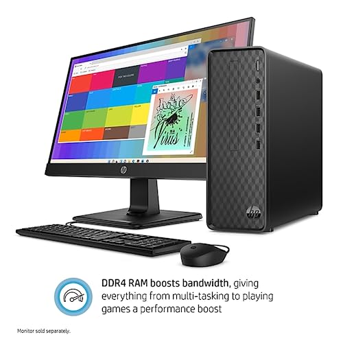 HP 13th Generation Newest Slim Desktop, 13th Gen Intel Core i5-13400, 64GB RAM, 2TB PCIe SSD + 2TB HDD, VGA, HDMI, Wi-Fi, Wired KB & Mouse, Windows 11 Home, Black