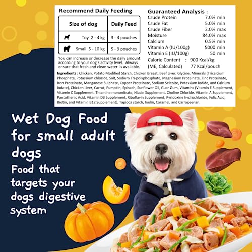 MOOCHIE Wet Dog Food - Digestive Care - Grain Free Wet Dog Food - Made with Real Beef and Vegetables - No Added Preservatives or Artificial Flavoring - Suitable for Small Adult Breeds - 12 x 3oz Cup