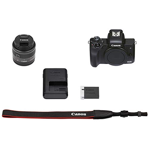 Canon EOS M50 Mark II Mirrorless Digital Camera with 15-45mm Lens + 64GB Card, Tripod, Case, ALS Variety 18pc Bundle (Renewed)