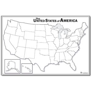 blank map of usa dry erase(18x24) laminated 50 states large poster young n refined