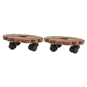yarnow 2 pcs solid wood planter tray wood serving tray outdoor plant pots flower pot holders for outside plant caddy on wheel flowerpot flower pots base tray bonsai holder planter pallet