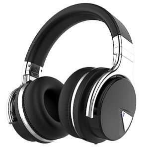 tapaxis e7 active noise cancelling headphones wireless bluetooth headphones over ear headphones mic, clear calls, comfortable protein earpads, 30h playtime, for travel, home office - black