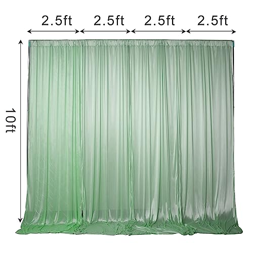 SweetEasy 2packs 5x10ft Photography Backdrop Drapes Curtains Wedding Backdrop, for Baby Shower Birthday Home Party Event Festival Restaurant Reception Window Decor Polyester (sage Green)