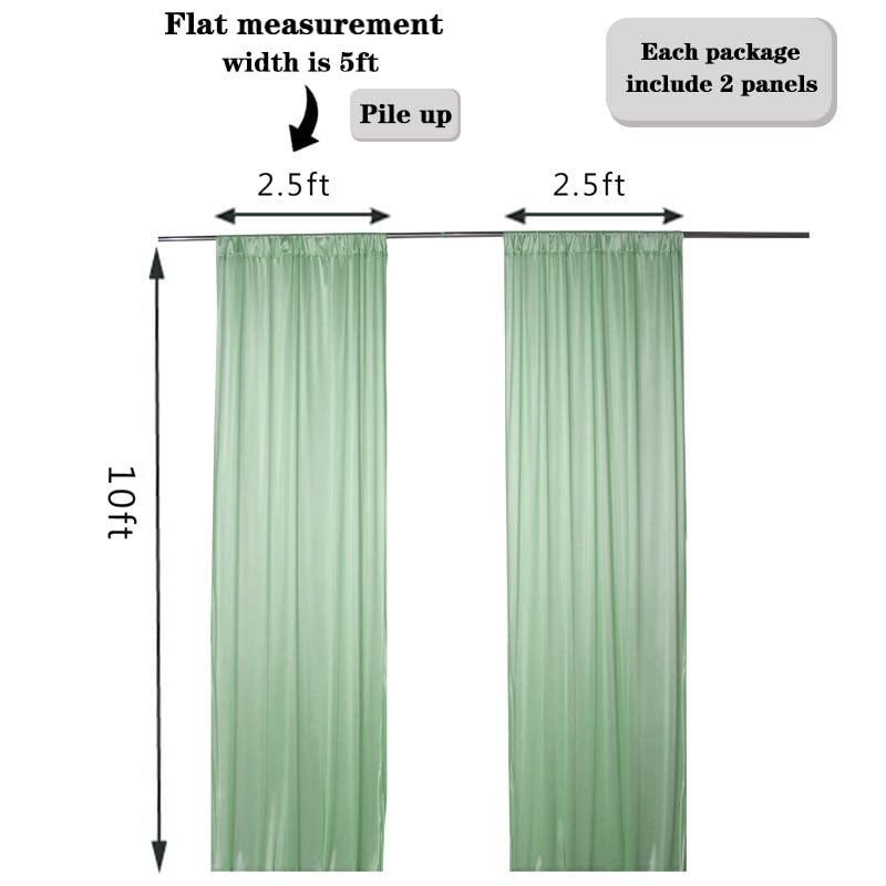 SweetEasy 2packs 5x10ft Photography Backdrop Drapes Curtains Wedding Backdrop, for Baby Shower Birthday Home Party Event Festival Restaurant Reception Window Decor Polyester (sage Green)