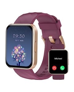 ruimen smart watches for women men (answer/make calls) compatible with iphone/android phones, 2023 ver. 1.85" hd screen fitness tracker heart rate monitor 100+ sports tracker watch waterproof (purple)