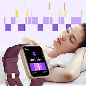 RUIMEN Smart Watches for Women Men (Answer/Make Calls) Compatible with iPhone/Android Phones, 2023 Ver. 1.85" HD Screen Fitness Tracker Heart Rate Monitor 100+ Sports Tracker Watch Waterproof (Purple)