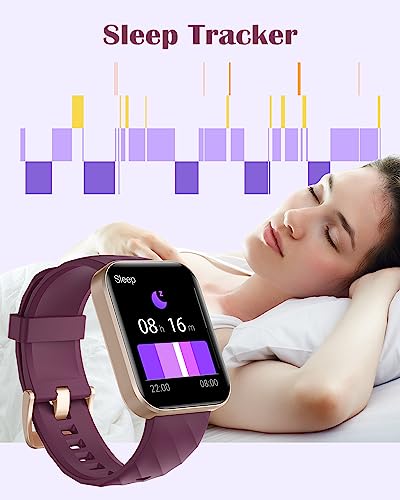 RUIMEN Smart Watches for Women Men (Answer/Make Calls) Compatible with iPhone/Android Phones, 2023 Ver. 1.85" HD Screen Fitness Tracker Heart Rate Monitor 100+ Sports Tracker Watch Waterproof (Purple)