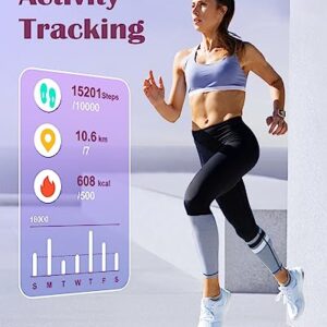 RUIMEN Smart Watches for Women Men (Answer/Make Calls) Compatible with iPhone/Android Phones, 2023 Ver. 1.85" HD Screen Fitness Tracker Heart Rate Monitor 100+ Sports Tracker Watch Waterproof (Purple)