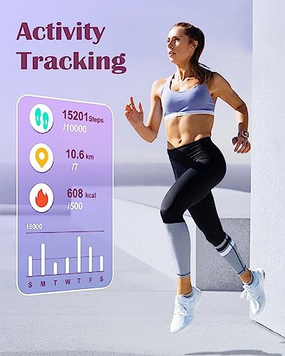 RUIMEN Smart Watches for Women Men (Answer/Make Calls) Compatible with iPhone/Android Phones, 2023 Ver. 1.85" HD Screen Fitness Tracker Heart Rate Monitor 100+ Sports Tracker Watch Waterproof (Purple)