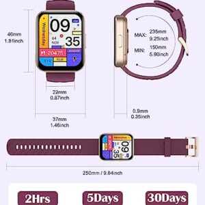 RUIMEN Smart Watches for Women Men (Answer/Make Calls) Compatible with iPhone/Android Phones, 2023 Ver. 1.85" HD Screen Fitness Tracker Heart Rate Monitor 100+ Sports Tracker Watch Waterproof (Purple)