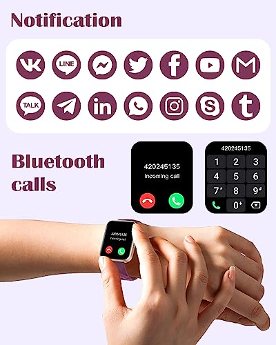 RUIMEN Smart Watches for Women Men (Answer/Make Calls) Compatible with iPhone/Android Phones, 2023 Ver. 1.85" HD Screen Fitness Tracker Heart Rate Monitor 100+ Sports Tracker Watch Waterproof (Purple)