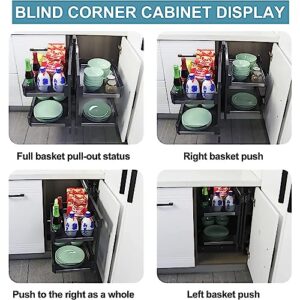 YEKIM Blind Corner Cabinet Pull Out Organizer, Kitchen Cabinet Organizer Shelf Corner Aluminum Swivel Storage Rack Shelf, 4 Aluminum Basket Corner Optimizer Full Pull Out,A