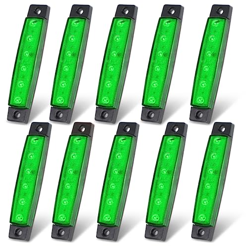 MADCATZ 3.8 Inch 10 Pcs Green LED Navigation, Transom, Fender Side Marker Lights 6 LED for Truck Trailer Camper Flatbed Van Boat Boat Kayak Vessel RV 12V DC TK12