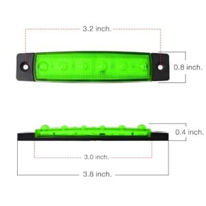 MADCATZ 3.8 Inch 10 Pcs Green LED Navigation, Transom, Fender Side Marker Lights 6 LED for Truck Trailer Camper Flatbed Van Boat Boat Kayak Vessel RV 12V DC TK12