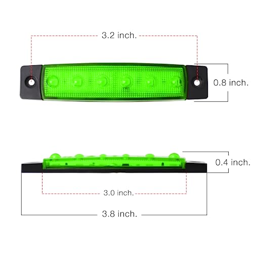 MADCATZ 3.8 Inch 10 Pcs Green LED Navigation, Transom, Fender Side Marker Lights 6 LED for Truck Trailer Camper Flatbed Van Boat Boat Kayak Vessel RV 12V DC TK12