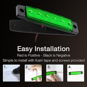 MADCATZ 3.8 Inch 10 Pcs Green LED Navigation, Transom, Fender Side Marker Lights 6 LED for Truck Trailer Camper Flatbed Van Boat Boat Kayak Vessel RV 12V DC TK12