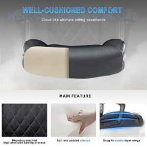 HESL Ergonomic Office Chair, Leather Office Chair, Comfortable Executive Office Chair High Back,Black PU Leather Computer Chair, Modern Office Chair, Comfy Office Chair with Padded Armrests