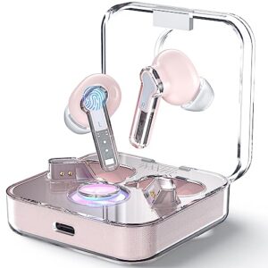 jysxhp wireless earbuds bluetooth 5.3 wireless headphones touch control ipx4 waterproof in-ear earphones with rgb charging case and noise cancelling for phone laptop sport (pink)