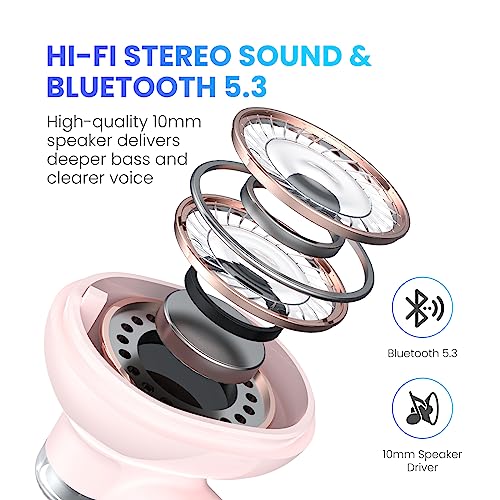 JYSXHP Wireless Earbuds Bluetooth 5.3 Wireless Headphones Touch Control IPX4 Waterproof in-Ear Earphones with RGB Charging Case and Noise Cancelling for Phone Laptop Sport (Pink)