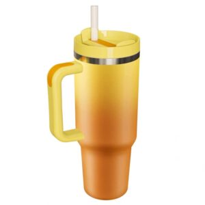 dapperlin 40oz stainless steel vacuum insulated tumbler with lid and straw for water, iced tea or coffee, smoothie and more (sunset yellow)