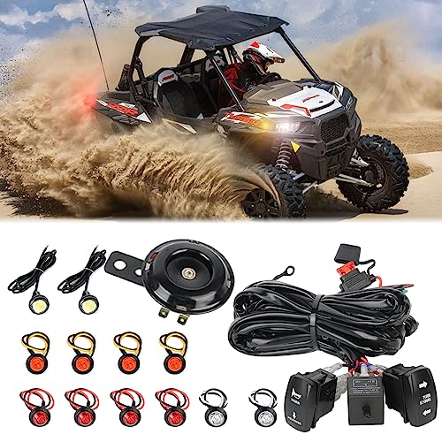 Loud UTV Horn Kit,RZR Horn Kit with Turn Signal Rocker Switch 12V for Polaris RZR Ranger, PRO XP, Can Am, Up to 2021+