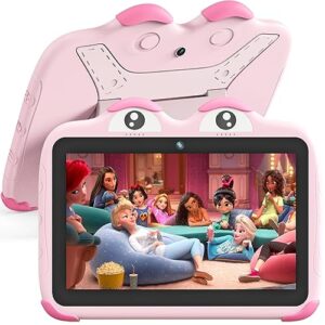yinoche kids tablet 10 inch android tablet for kids 64gb toddler tablet with case wifi children's tablets with dual camera touch screen kids apps installed tablet for toddlers netflix youtube (pink)