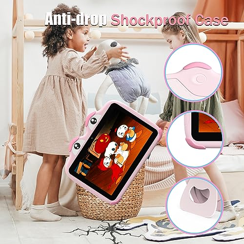 YINOCHE Kids Tablet 10 inch Android Tablet for Kids 64GB Toddler Tablet with Case WiFi Children's Tablets with Dual Camera Touch Screen Kids Apps Installed Tablet for Toddlers Netflix YouTube (Pink)