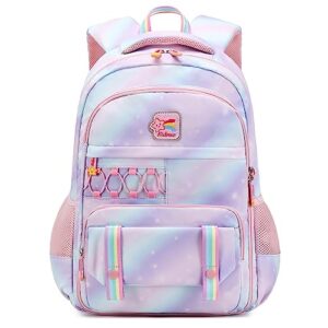 kidnuo girls backpack 15.6 inch laptop school bag cute kids kindergarten elementary backpacks middle schoolbag large bookbags for women teens students anti theft travel daypack (purple)