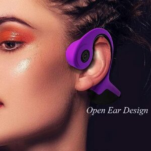 vapeonly Bone Conduction Headphones Bluetooth 5.0 Open Ear Wireless Headset Pink Purple Gym Earphone HiFi Stereo with Mic Sweatproof Sports Headphones for Running Driving Cycling (Purple)