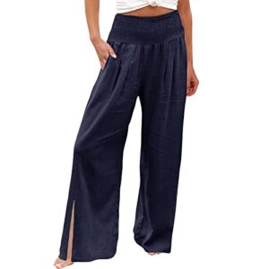 shaobge women's casual wide leg palazzo pants high waisted smocked lounge trousers with pockets