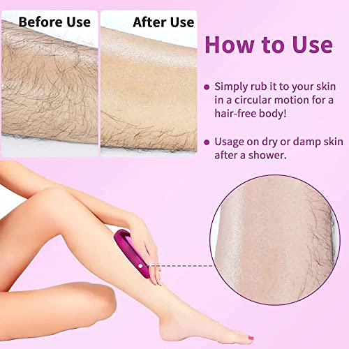 Crystal Hair Eraser, Painless Hair Removal and Exfoliation - Bleame Hair Eraser - Ideal Hair Remover Tool for Arms and Legs, Portable Mild Hair Remover, Reusable - Purple
