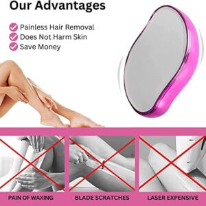 Crystal Hair Eraser, Painless Hair Removal and Exfoliation - Bleame Hair Eraser - Ideal Hair Remover Tool for Arms and Legs, Portable Mild Hair Remover, Reusable - Purple