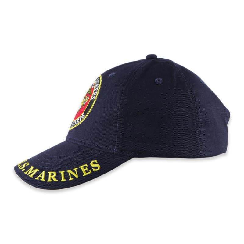 USMC Logo Hat for Men and Women, Officially Licensed Product, Adjustable Velcro Strap Baseball Cap - USMC Logo Embroidered Baseball Cap Beautifully Stitched Lettering on Front & Back (Navy Blue)