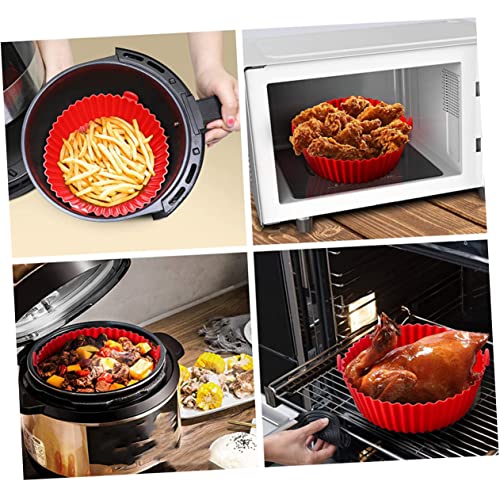 HEMOTON 2pcs Silicone Pad Air Fry Oven Round Silicone Mat Air Fryer Oven Pan Air Fryer Tray for Oven Air Fryer Silicone Liners Crisper Basket Baking Supplies Multipurpose Baking Pan Air