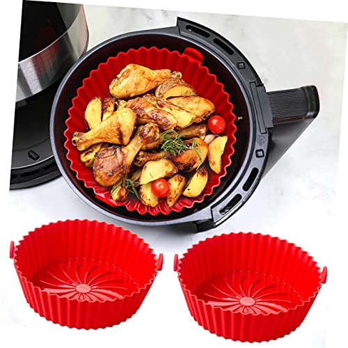 HEMOTON 2pcs Silicone Pad Air Fry Oven Round Silicone Mat Air Fryer Oven Pan Air Fryer Tray for Oven Air Fryer Silicone Liners Crisper Basket Baking Supplies Multipurpose Baking Pan Air