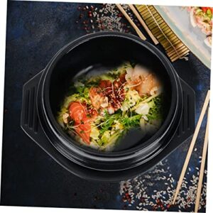 UPKOCH 1 Set Stone Pot for Bibimbap Stew Pots with Lids Stainless Steel Sauce Pan with Lid Soup Bowls with Lids Korean Hot Pot Ramen Cooker Casserole Dish with Lid Ceramic Pot with Tray