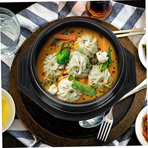 UPKOCH 1 Set Stone Pot for Bibimbap Stew Pots with Lids Stainless Steel Sauce Pan with Lid Soup Bowls with Lids Korean Hot Pot Ramen Cooker Casserole Dish with Lid Ceramic Pot with Tray