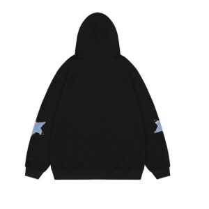 Y2K Hoodies Grunge Full Zip Jacket Oversized Star Graphic Sweatshirts Acubi Gothic Clothes Hippie Emo Pullover Coats (Black,L)