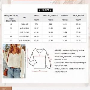 Dokotoo Solid V Neck Cropped Sweaters for Women Fall Casual Long Sleeve Knitted Pullover Jumper Tops Red Medium
