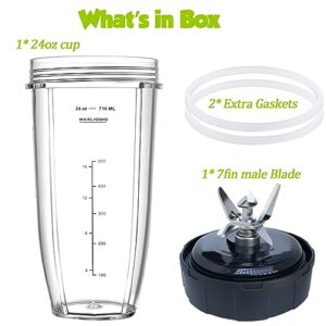 [ New Model] Replacement blender Blade and 24oz Cup Accessories, Only Compatible with Nutri Ninja SS150,SS151,SS300, SS350,SS351, CO351B, SS100, SS101, CO101B,SS400,SS401