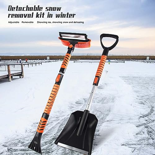 Qunlei 42" Extendable Snow Brush,Ice Scraper, and Snow Shovel-Two Poles with Foam Grip,Pivoting Brush Head-Ultimate Multi-Purpose Snow Removal Tool for Cars,Trucks,SUVs