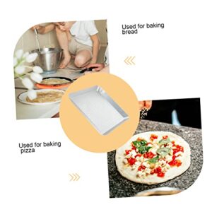 UPKOCH 1pc Pizza Pan Stainless Steel Griddle Nonstick Bakeware Pans Pizza Baking Sheet Rectangle Tray Bread Oven Round Baking Pan Dishwasher Safe Pizza Pan Kitchen Bakeware Baking Tray Ie