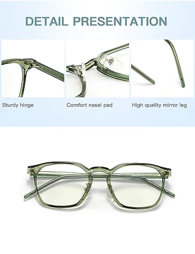 Baililai Blue Light Blocking Glasses - Lightweight Eyeglasses with Blue Ray Filtering for Computer Gaming (17131) (green-C10)