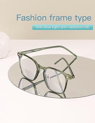 Baililai Blue Light Blocking Glasses - Lightweight Eyeglasses with Blue Ray Filtering for Computer Gaming (17131) (green-C10)