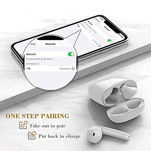 Wireless Earbuds Bluetooth 5.0 Headphones with Charging Case, IPX8 Waterproof, 3D Stereo Air Buds in-Ear Ear Buds Built-in Mic, Open Lid Auto Pairing for Android/Samsung/Apple iPhone - (White)