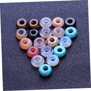 SEWACC 20pcs European Beads Bracelets Beaded Circle Beads Tibetan Agate Gemstone Donut Beads Agate Beads Beading Kits Jewelry Beads DIY Beads Semi-precious Stones Suite Scattered Beads