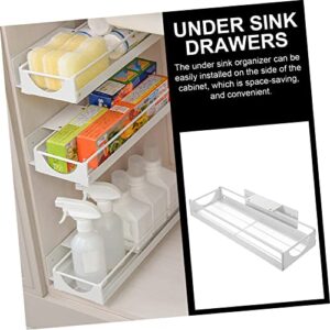 LABRIMP Drawer Rack Snack Drawer Storage Rack Clear Drawer Pull Out Shelf Drawer Basket Undershelf Storage Basket Under Sink Cabinet Organizer Jarstorage Rack Sink Storage Rack