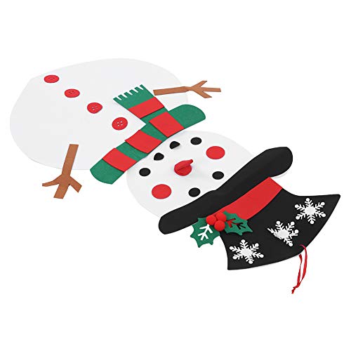 Jauarta Felt Christmas Snowman Set, DIY Wall Hanging Snowman Ornaments Xmas Gifts for Kids (White)